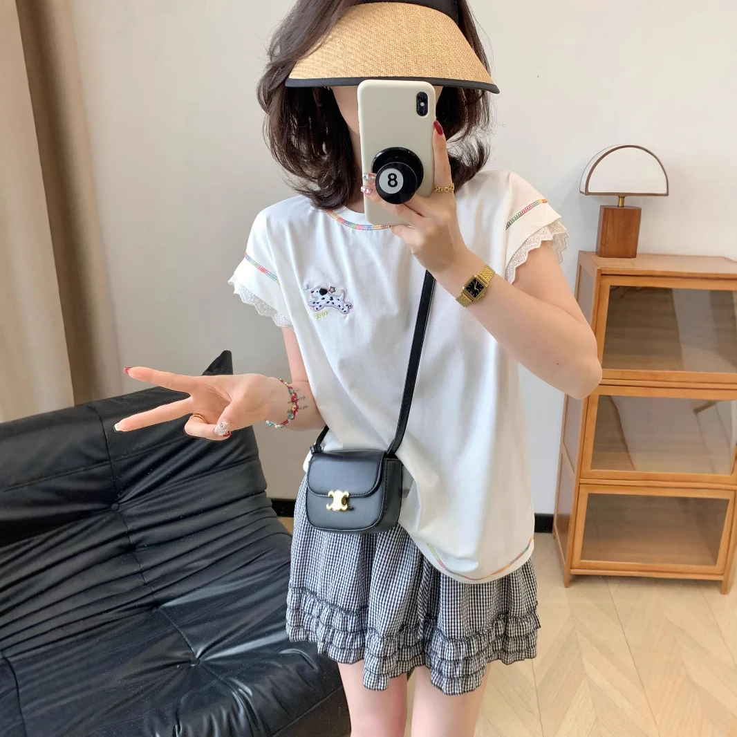 T恤女夏季新款宽松飞飞袖短袖上衣小版t恤网红
