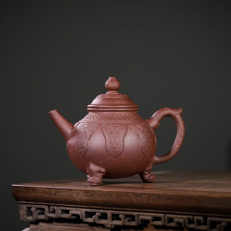 宜兴全手工原款老紫泥如意壶手工茶壶茶具泡茶壶大容量纯手工手制