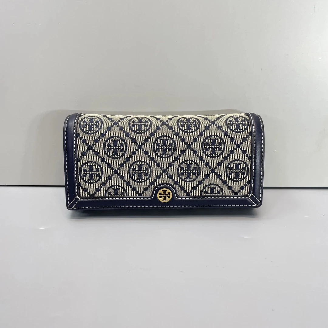 95新 TORY BURCH/汤丽柏琦 蓝色老花迷你斜挎包20*10*3cm