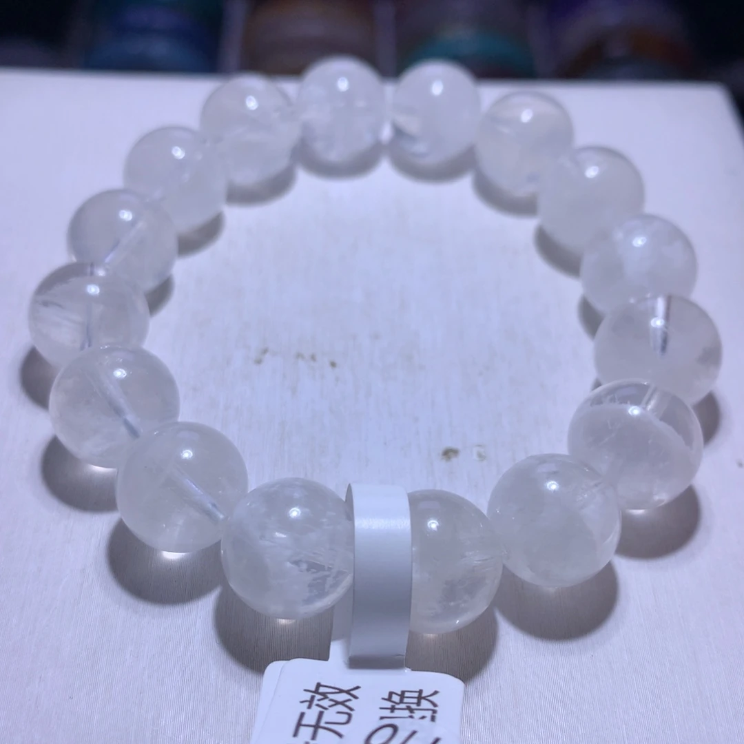 银S925镶嵌水晶手串雪花幽灵13m