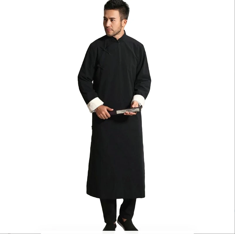 男士唐装相声服复古长款国风中式中国风大码长袖青年男式宽松外套