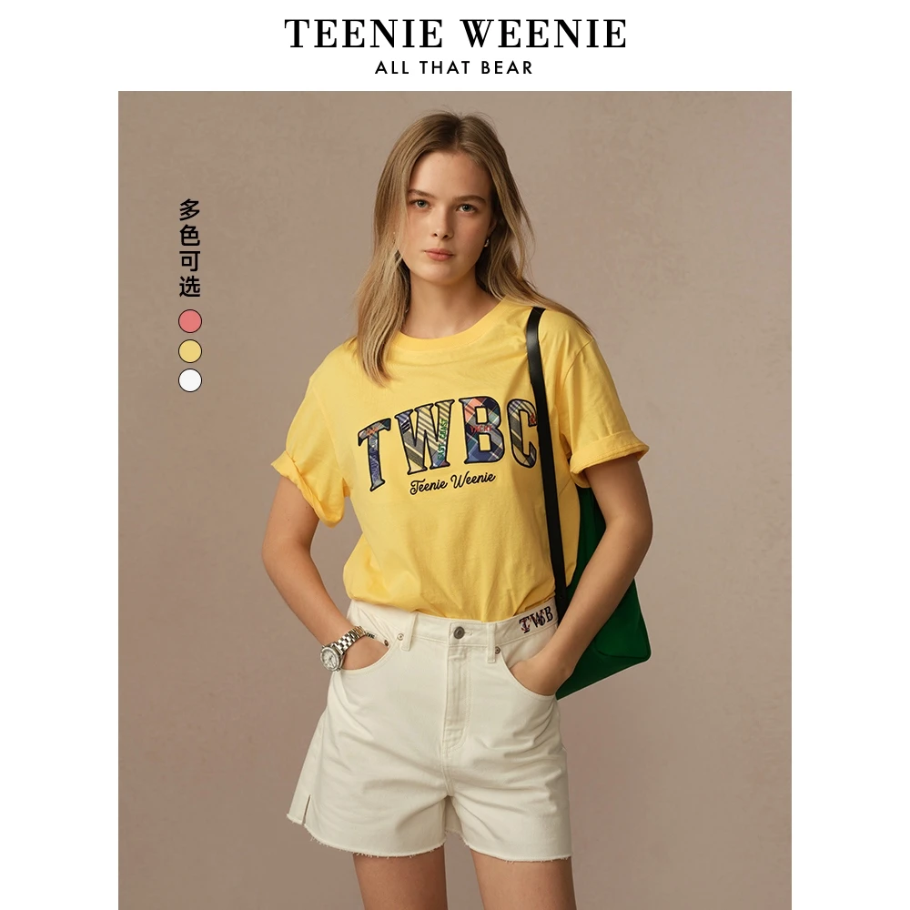 TeenieWeenie小熊女T恤25潮流休闲活力字母圆领短袖女TTRW256537N