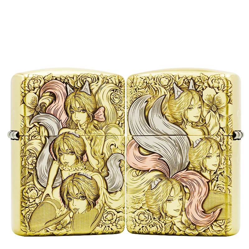 ZIPPO/之宝【九尾狐女】 黄铜盔甲机打火机 KF-FD