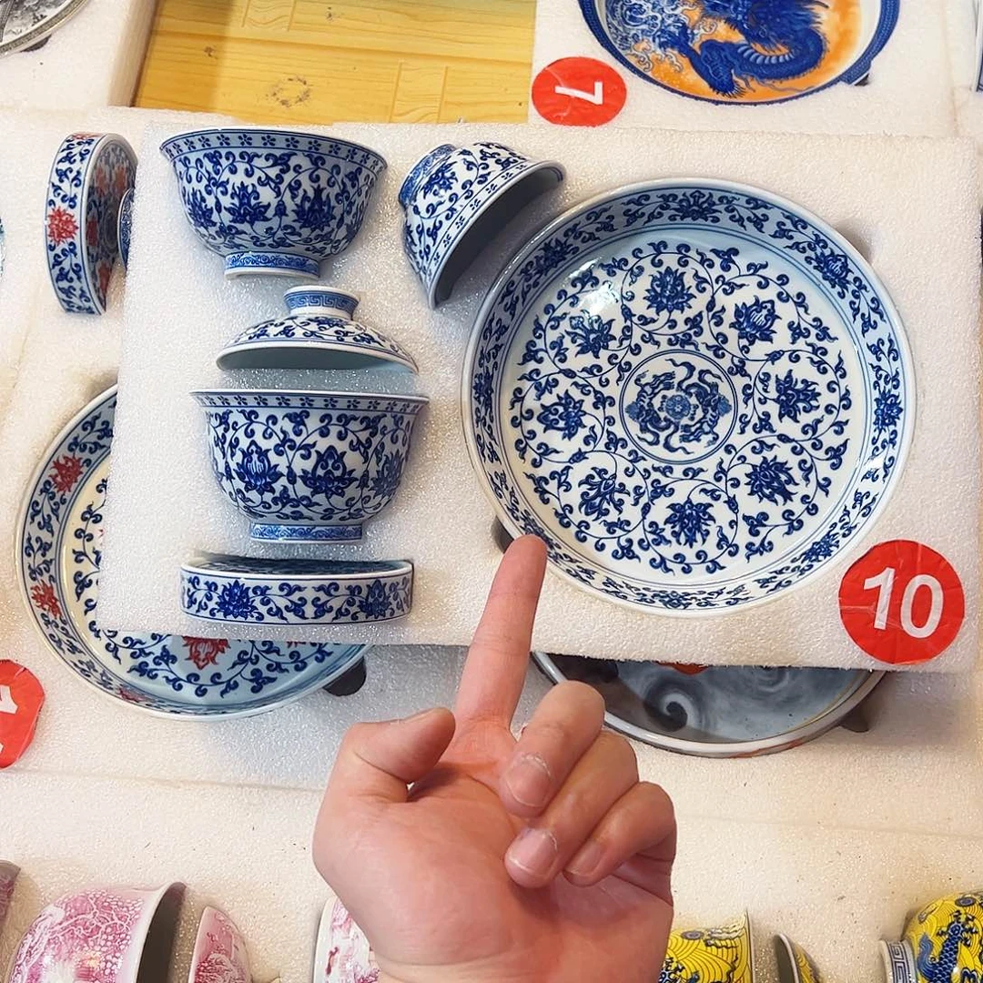 ⇞***青花缠枝莲五件套