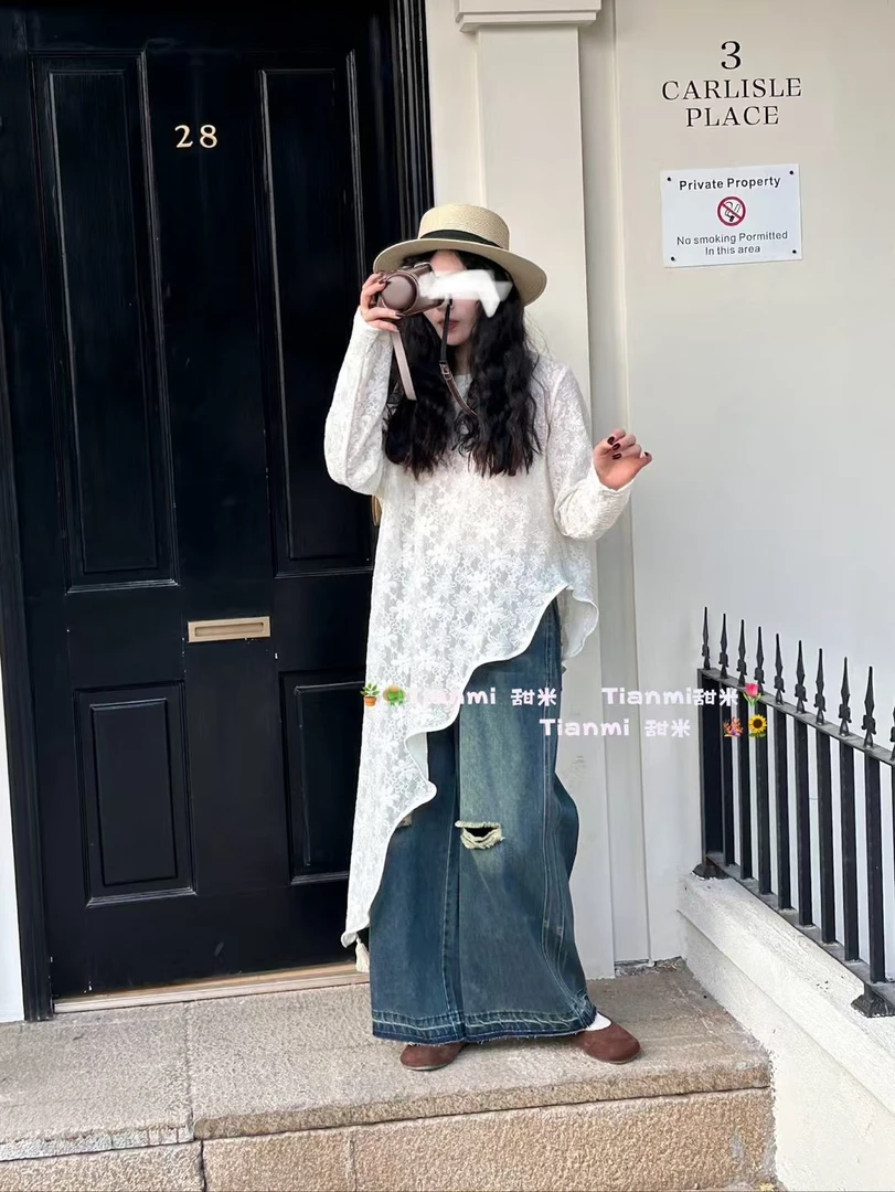 叨叨推荐款 TM#85221#不规则花朵蕾丝上衣（春季新款）X