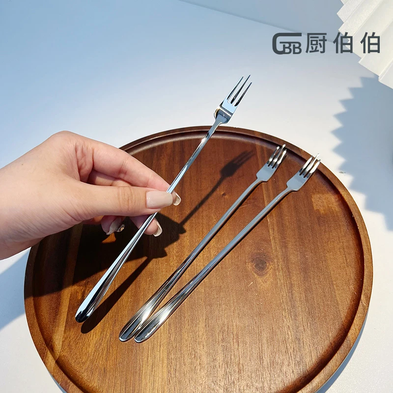 长柄海王叉18-10不锈钢水果茶甜品叉多功能叉