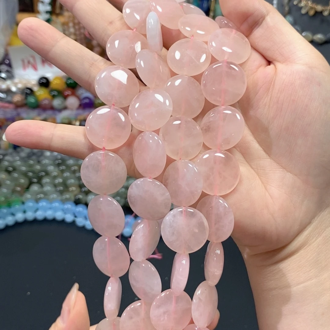 玛瑙/玉髓合金珠宝半成品粉晶一条卡20mm