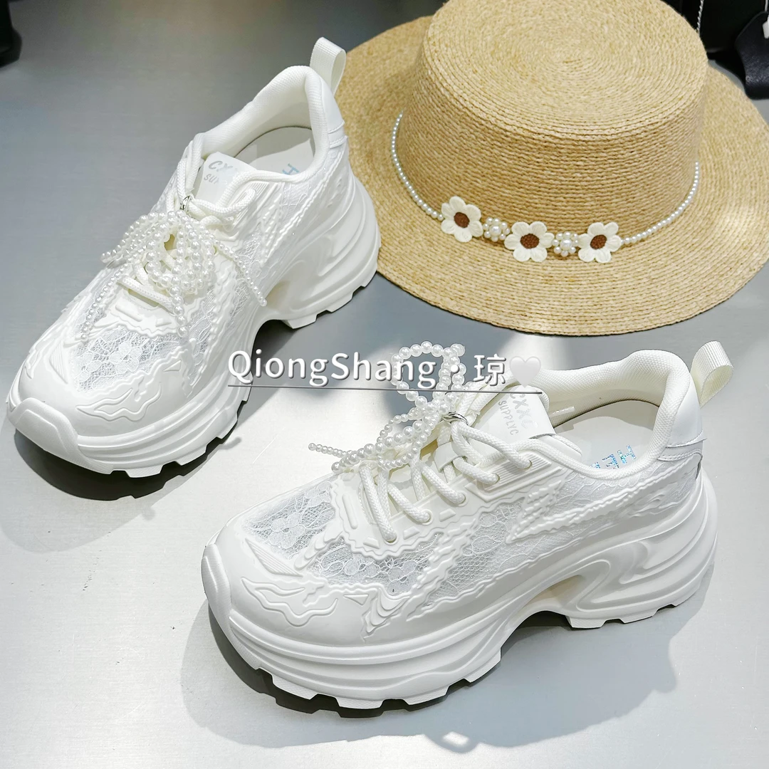 琼尚-新款拼接蕾丝透气百搭老爹鞋8893-32