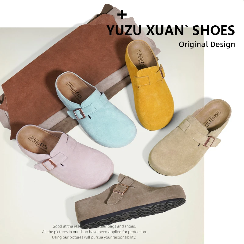 【夕颜专属】勃肯鞋复古包头半拖女外穿舒适懒人鞋厚底内增高拖鞋