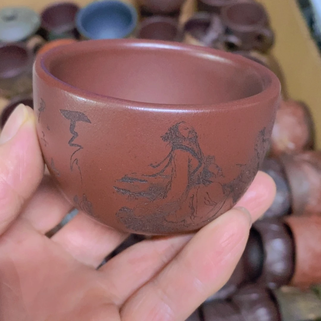 茶杯绿泥紫砂紫砂