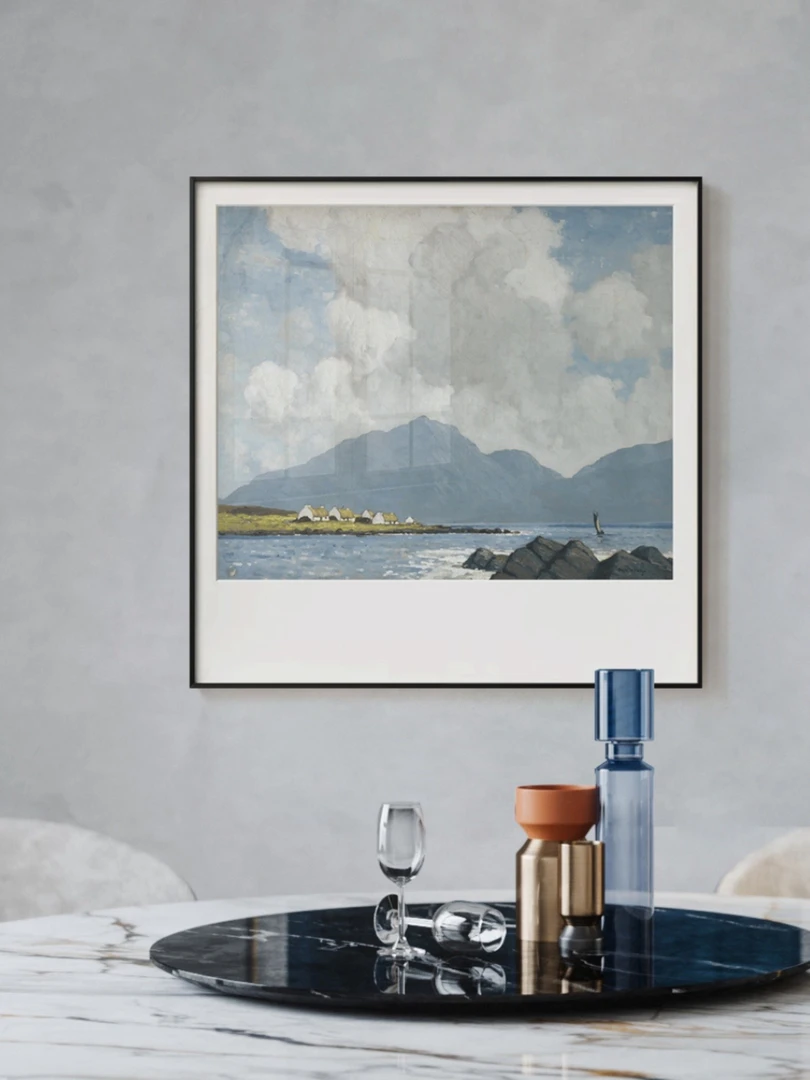 北欧艺术家山水风景艺术感卧室装饰画现代简约餐厅走廊正方形挂画