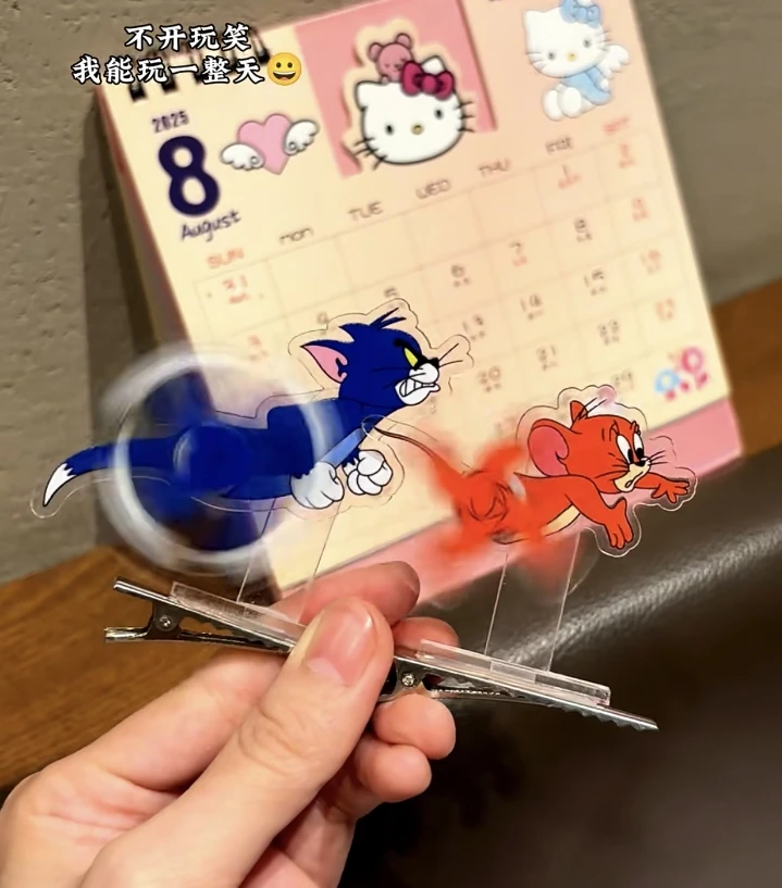 【甜星】创意猫和老鼠搞怪可旋转发夹亚克力卡通汤姆杰瑞饰品用品