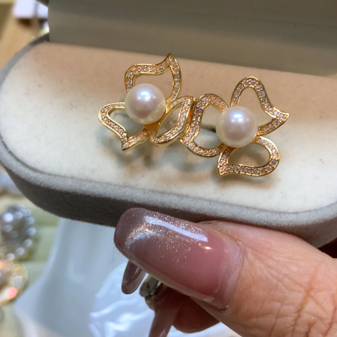 海水珍珠耳饰银S925镶嵌