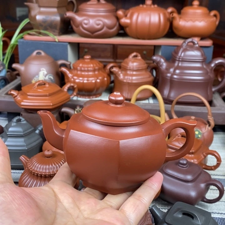 茶壶紫砂六方贡灯260cc原矿朱泥泥双十一特价