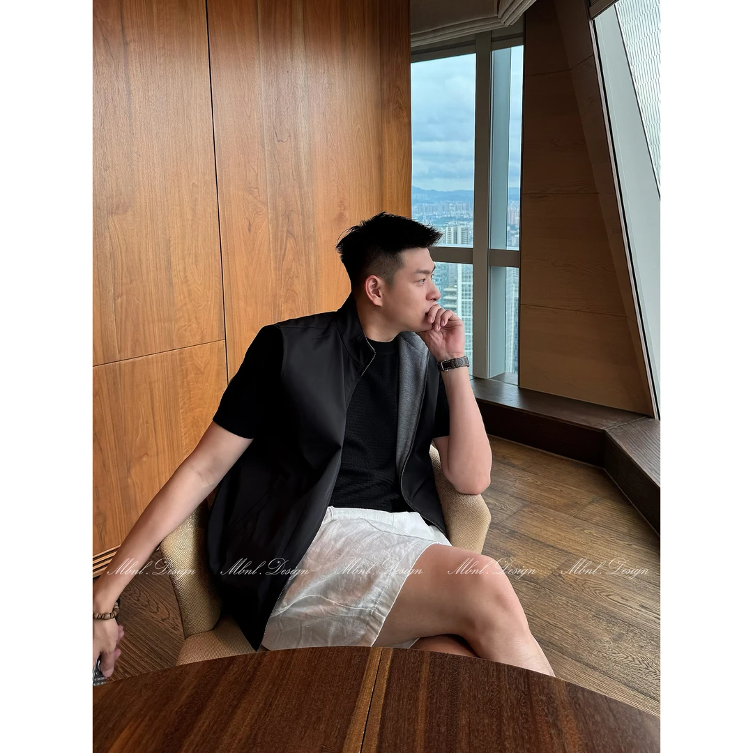 MBNL-F「双面调性」秦磊男装山羊绒混纺立领款拉链马甲LL-WMJ6007