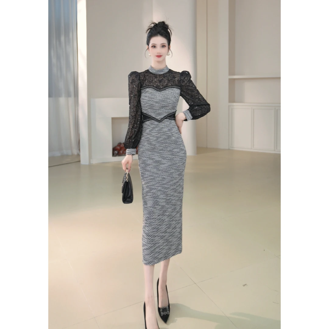 沐子的轻奢私藏【Mu/zi21911】静奢风修身连衣裙气质轻奢法式长袖