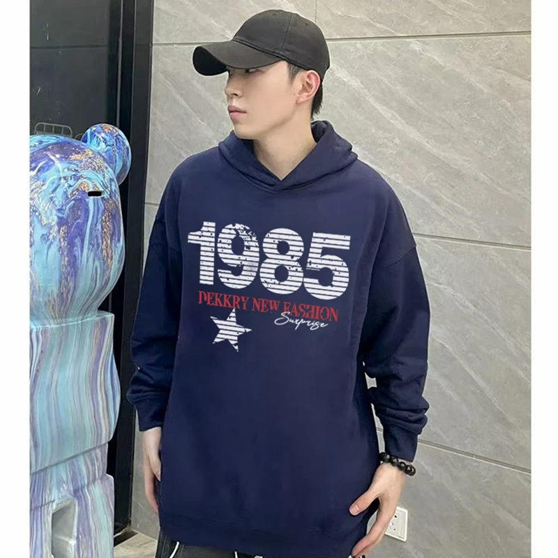 美式hiphop复古数字印花连帽卫衣男秋冬潮牌百搭宽松情侣外套上衣