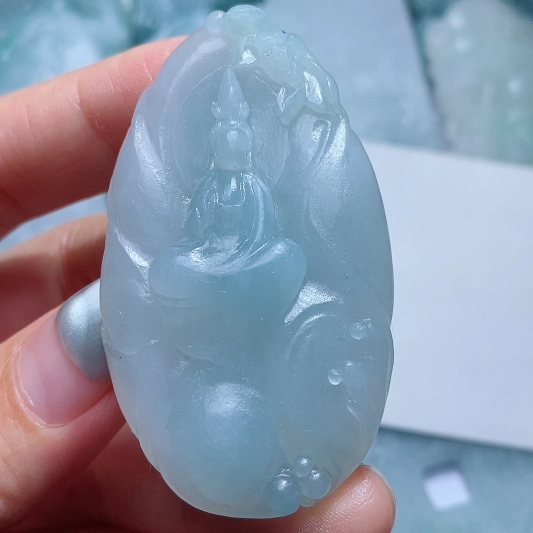 定制翡翠未镶嵌毛货付款后确认抛光