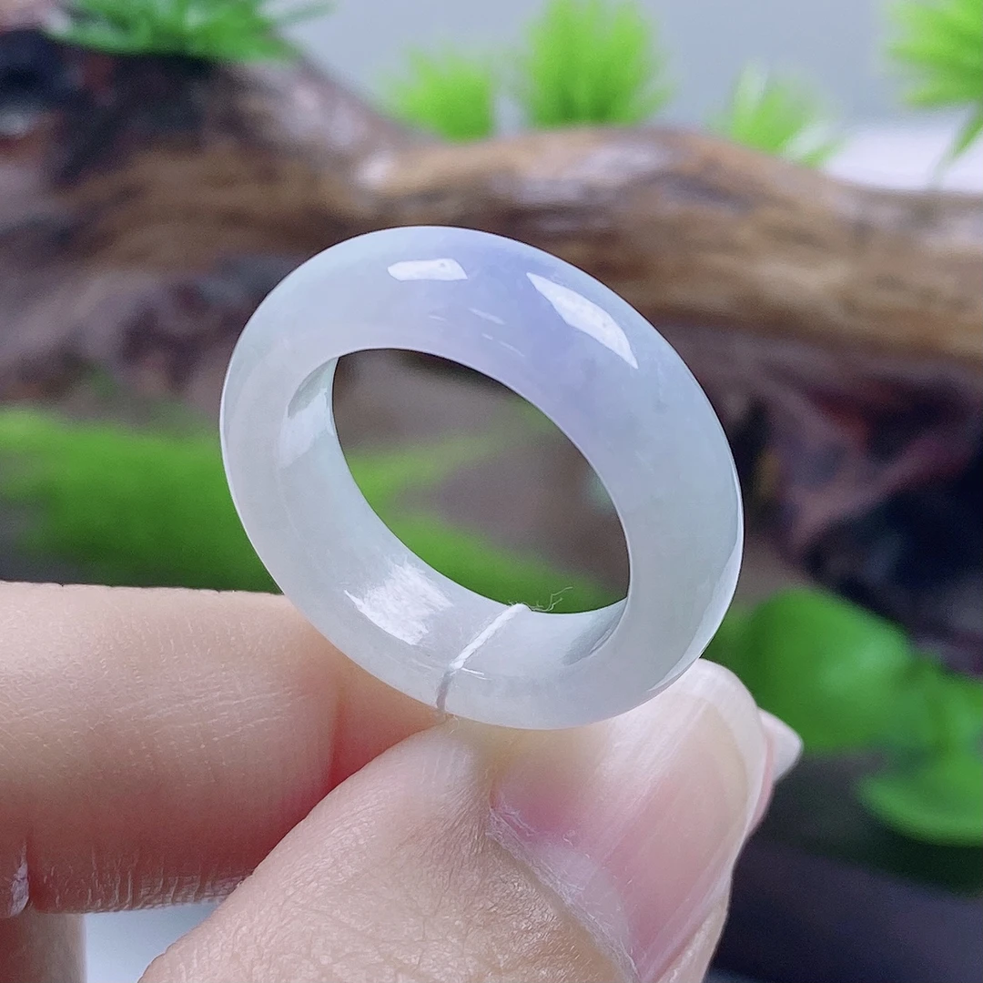 a502天然翡翠A货紫罗兰戒指13号圈口内直径16.7宽6.2厚3.9mm