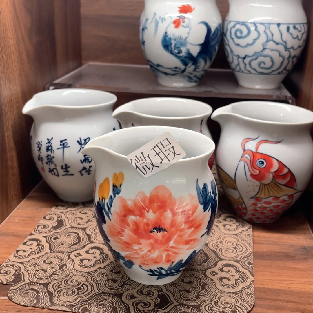 釉下手绘茶具微瑕