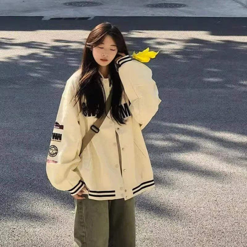春秋季美式复古宽松休闲小众ins设计感百搭外套棒球服 2024年时尚