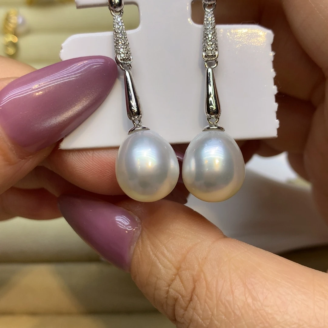 银S925镶嵌耳饰海水珍珠