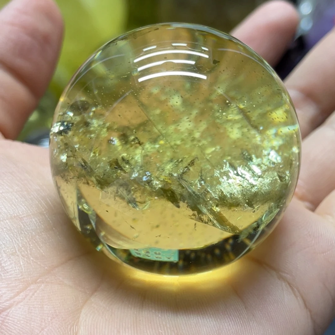 未镶嵌珠宝半成品水晶MM黄水晶球C2054