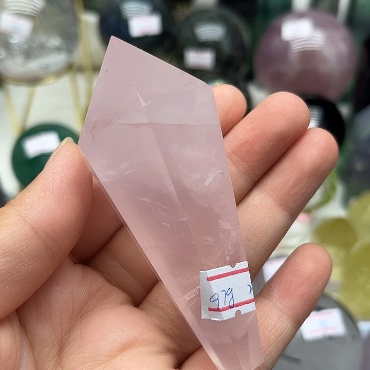 水晶珠宝半成品未镶嵌97克粉水晶权仗