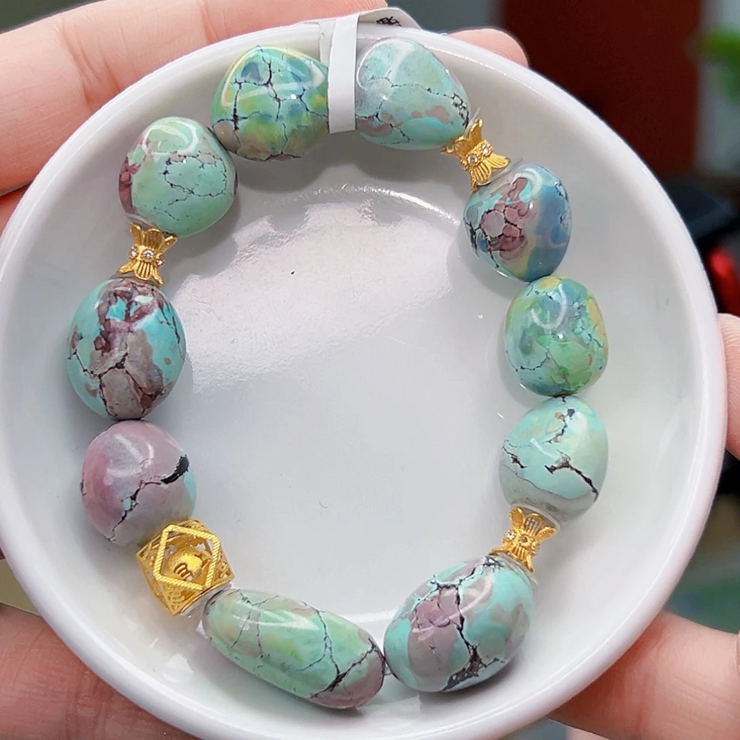 绿松石珠宝奇石18K金镶嵌