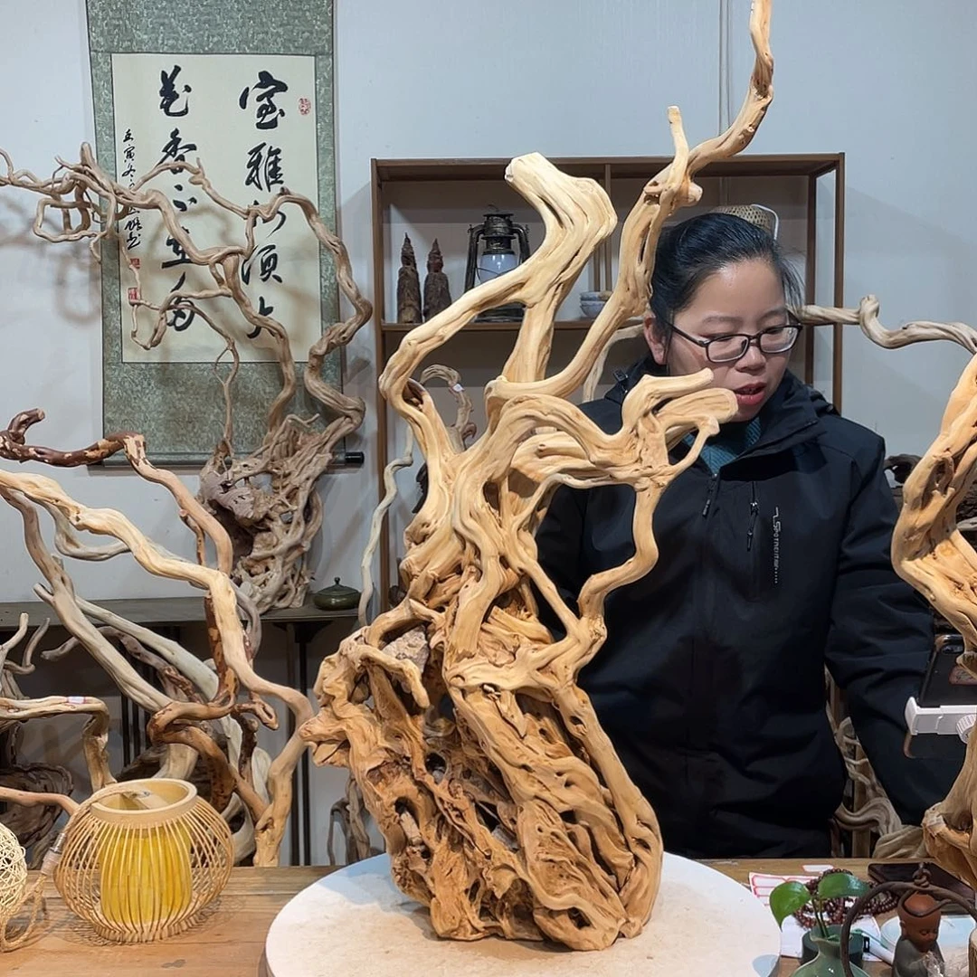 香杉木杜鹃根根艺摆件