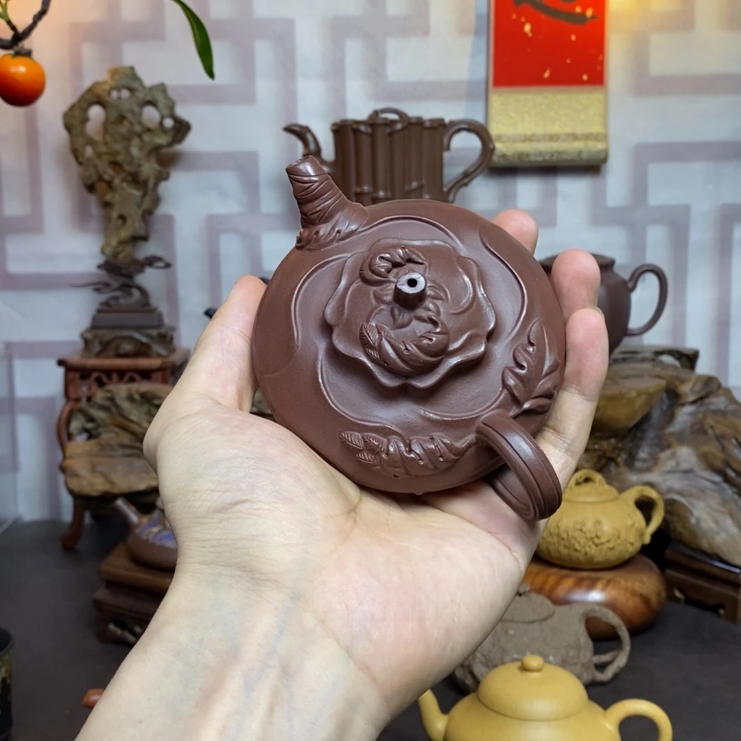 茶壶紫砂紫砂茶具紫泥风卷葵