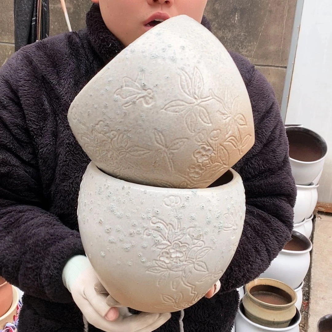 紫砂花盆瑕疵口18高18瑕疵