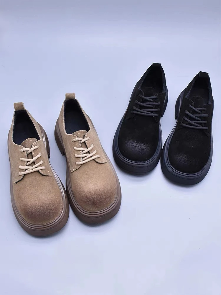 【鞋头撞色】英伦风真皮加绒小皮鞋18-1D