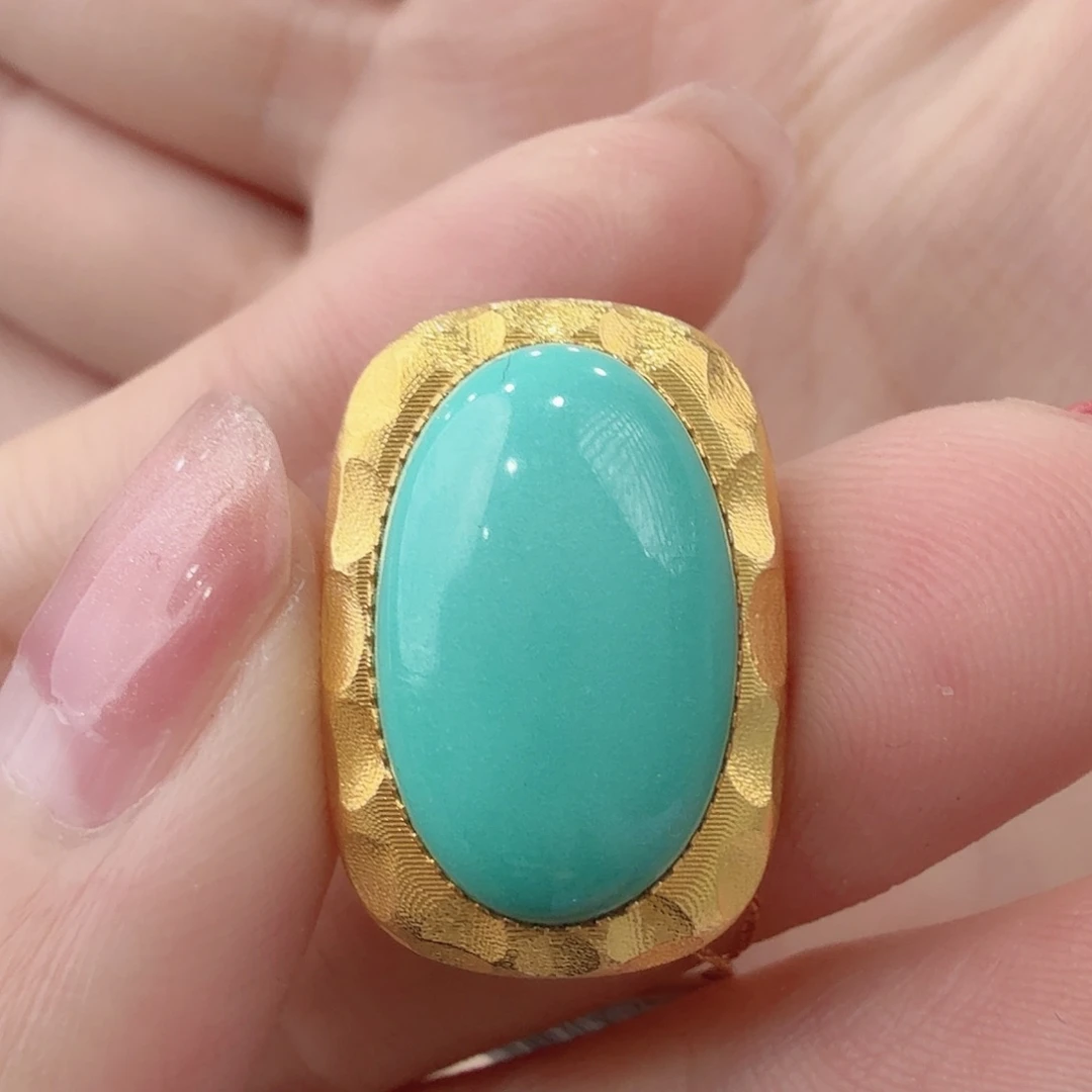 绿松石18K金镶嵌珠宝奇石