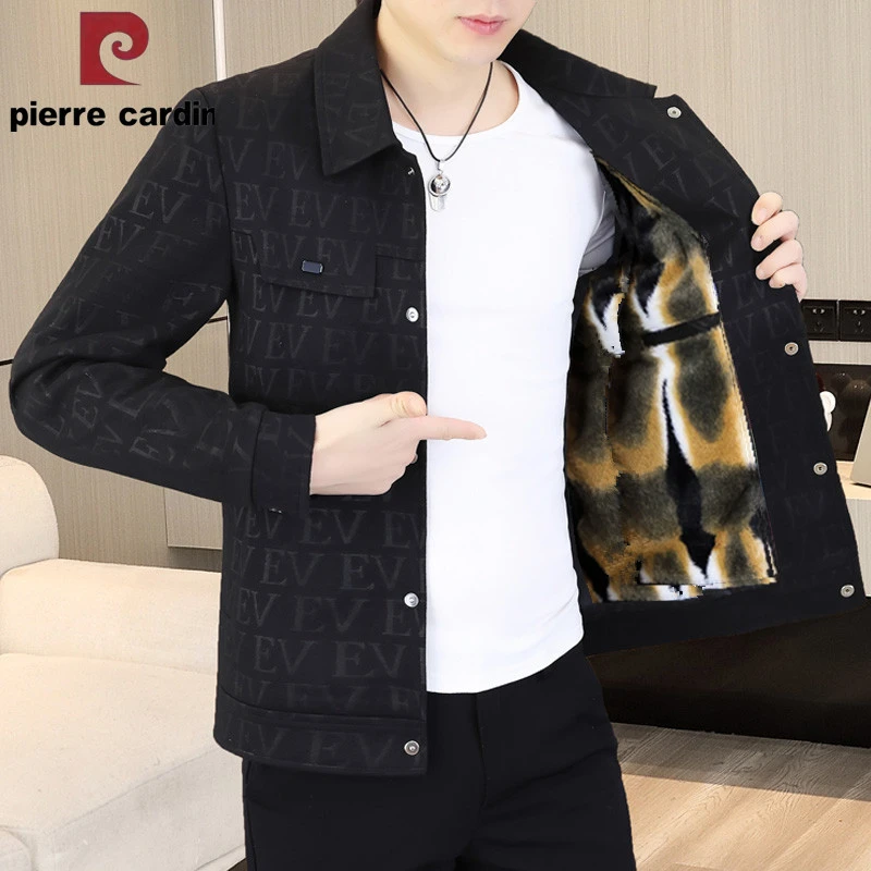 皮尔卡丹男士加厚外套翻领夹克衫商务休闲短款秋冬季男装双11好物