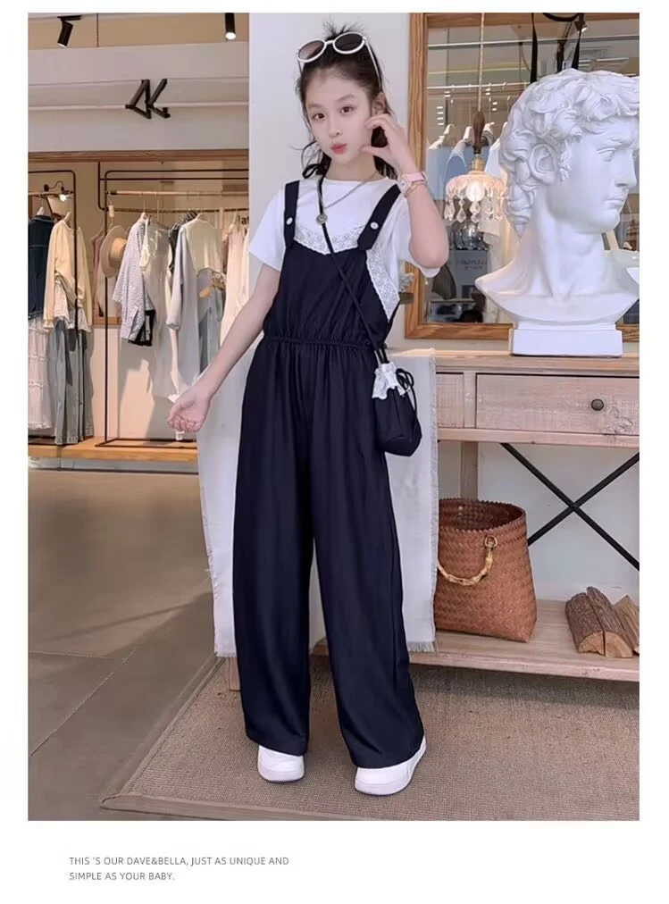 儿童夏季背带裤T恤套装