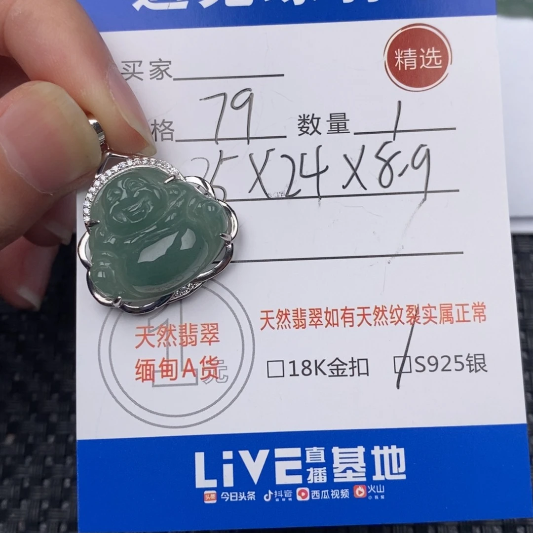 翡翠银S925镶嵌颈饰吊坠
