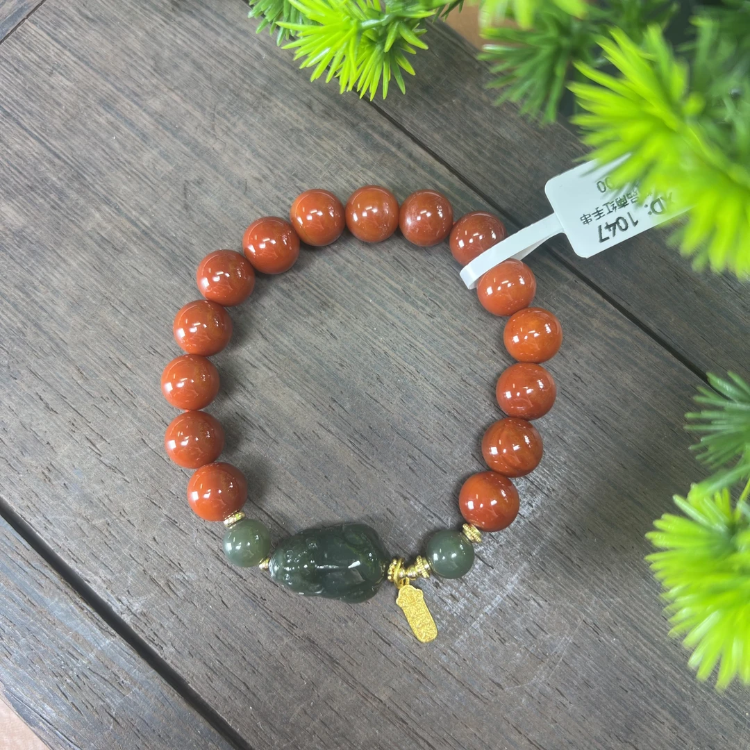 南红貔貅单圈10mm手串（有礼盒）1047