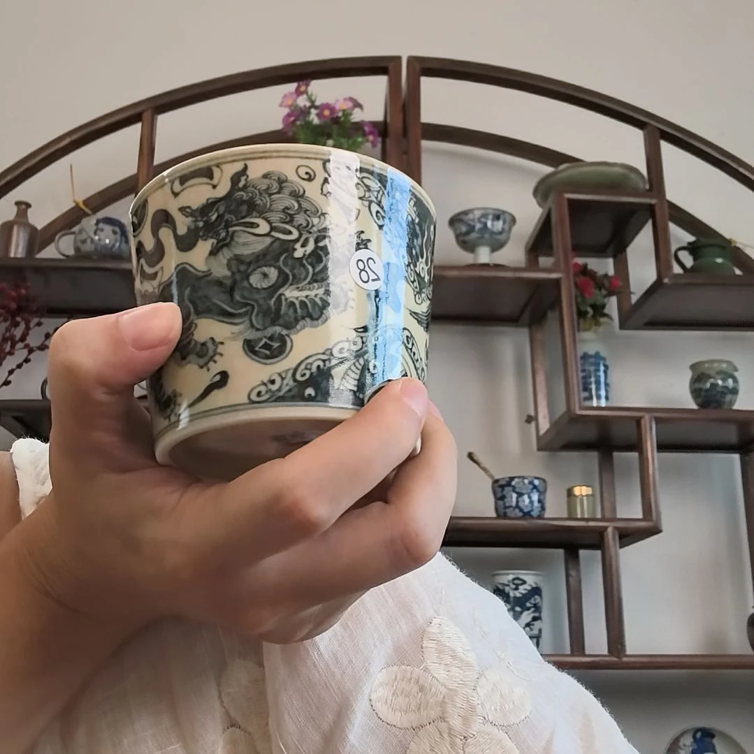 瓷片景德镇手绘陶瓷猪口杯