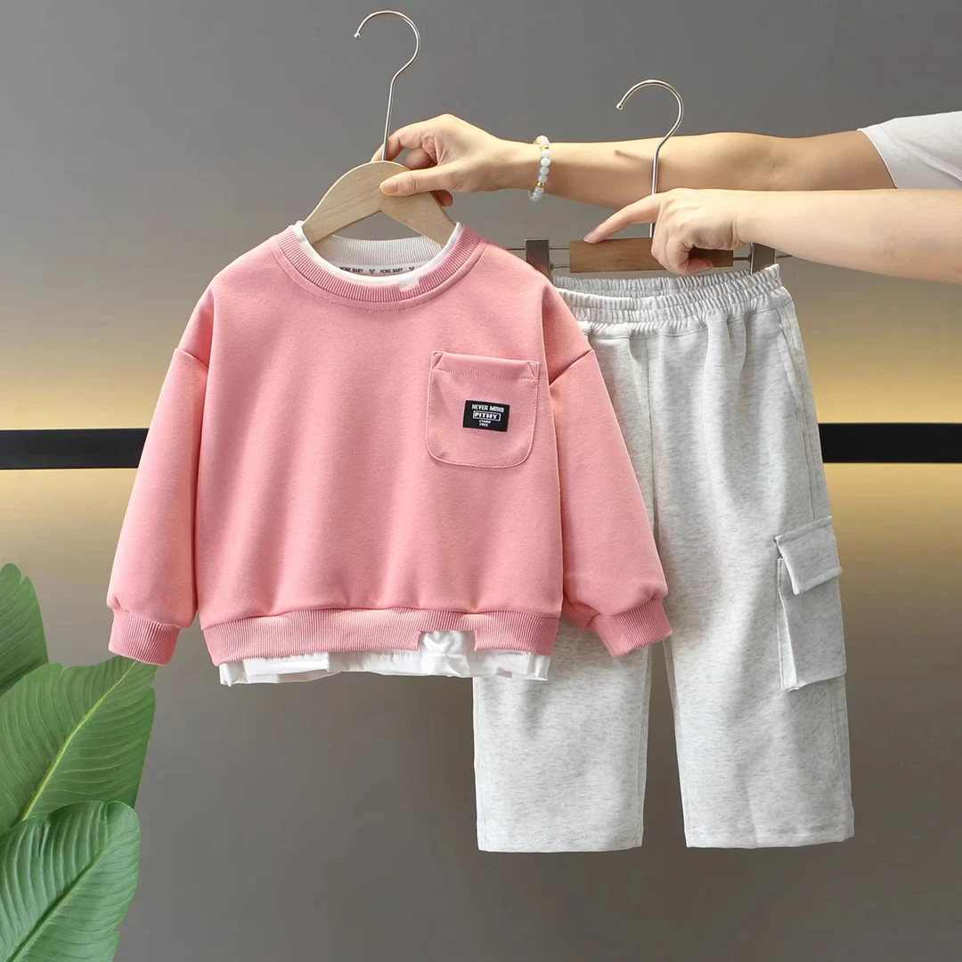 男童套装春秋季宝宝卫衣两件套儿童服装潮酷痞帅童装男孩衣服工装