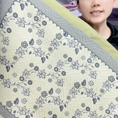 棉花莲绿色一对枕巾