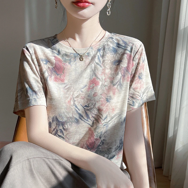 王炸~休闲风印花休闲潮流千金t恤T恤运动加大衣服速干扎染迷彩