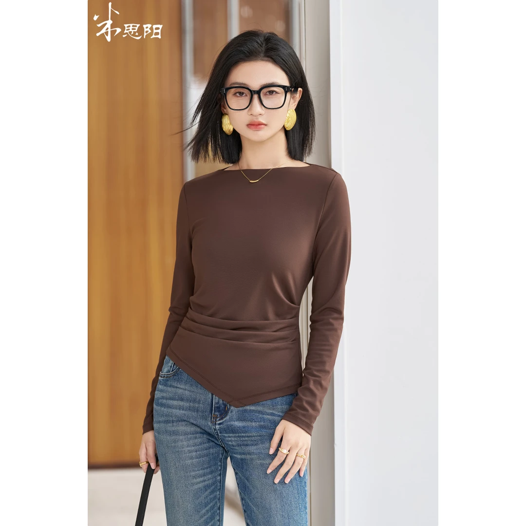 【小熊专属】25春新品棕咖色针织T恤5T25AT5676