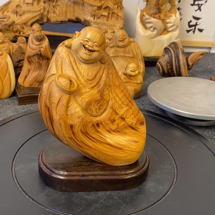 柏木（崖柏）太行崖柏弥勒佛摆件根雕工艺品