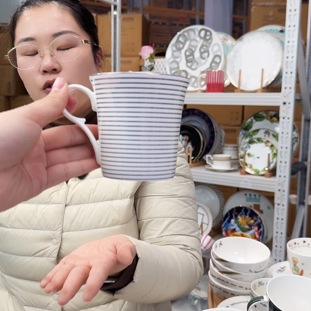 骨瓷高骨马克杯370ml2个外贸骨瓷