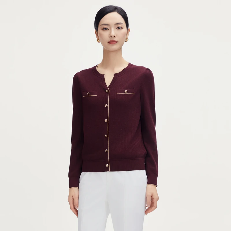 娜尔思气质V领针织衫女新款长袖上衣NZ04077A8