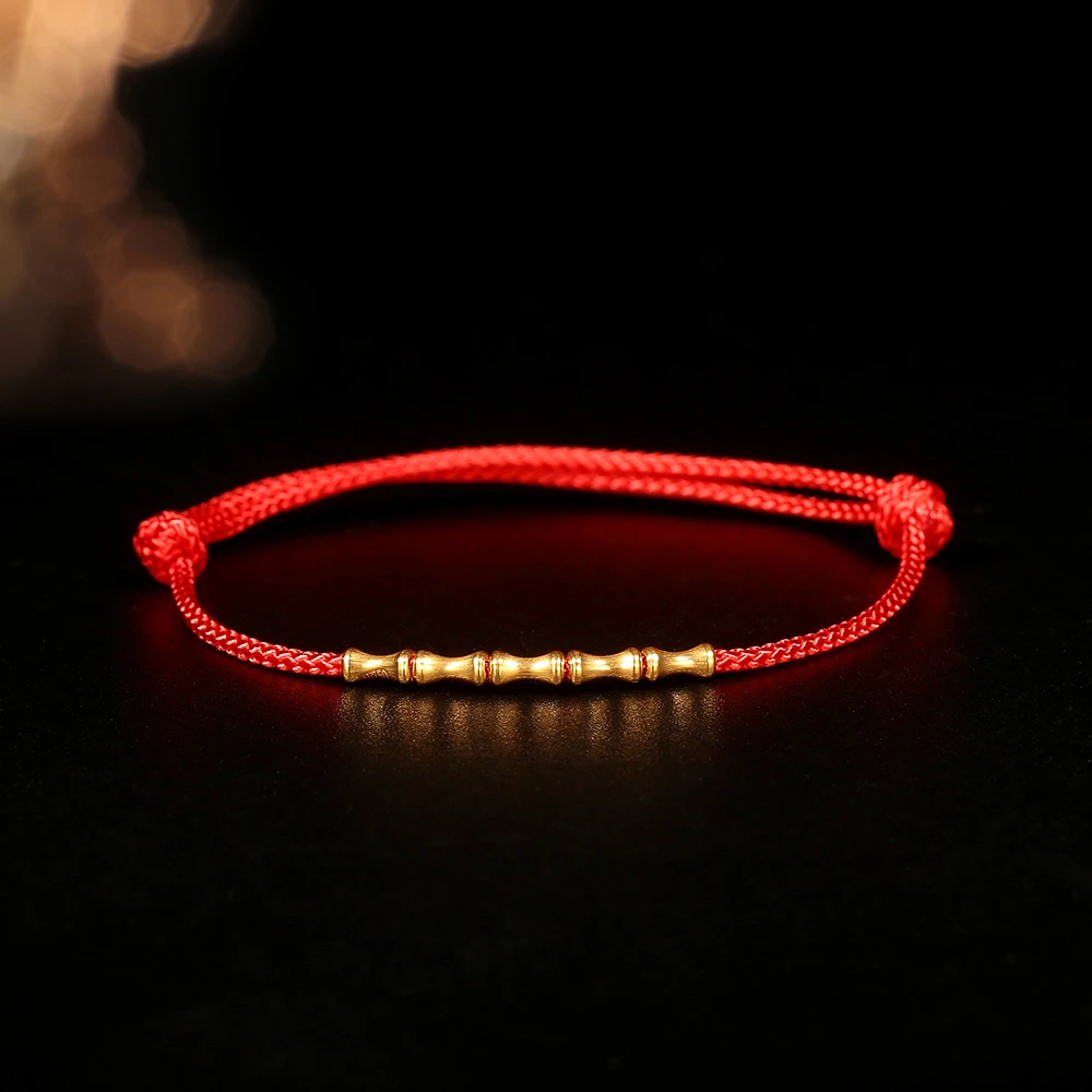 【巧儿专属】18k金竹节红绳节节高升