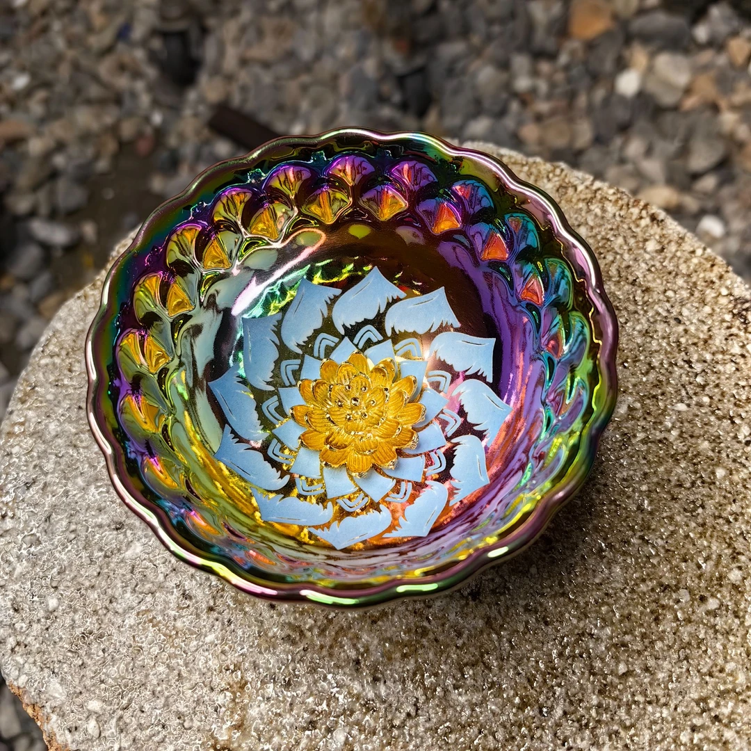 【七彩花开富贵蓝 茶器茶杯主人杯（无礼盒）A