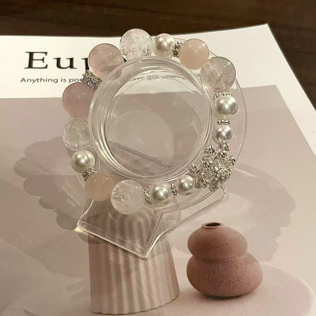 YIMI 天然水晶合金粉水晶多宝手链x1941（10-14毫米）