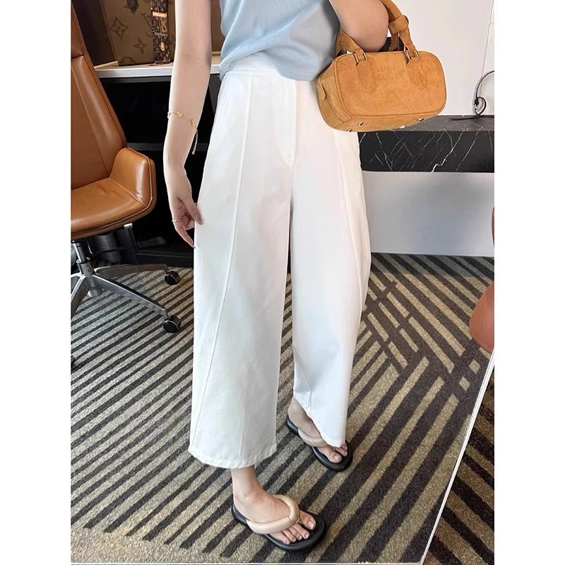 大码遮胯显瘦高腰夏季小个子八分后松紧腰哈伦裤休闲裤薄款女